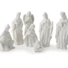 Modern Matte White Porcelain Christmas Nativity Set - 7-Piece Tabletop Holiday Decoration - Medium Size