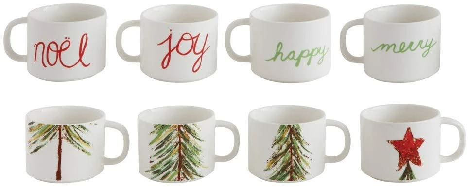Set Of 4 Stacking Holiday Mugs With Christmas Tree And Words – Decorative Tableware Coffee Cups 2 Set Of 4 Stacking Holiday Mugs With Christmas Tree And Words – Decorative Tableware Coffee Cups - Image 2