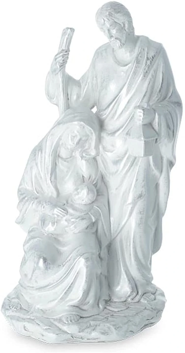 12-Inch White Sacred Holy Family Nativity Manger Scene Decorative Figurine With Brushed Silver Finish - Jesus Christ Figure Indoor Christmas Unique Religious Christian Home Decor 1 12-Inch White Sacred Holy Family Nativity Manger Scene Decorative Figurine With Brushed Silver Finish - Jesus Christ Figure Indoor Christmas Unique Religious Christian Home Decor