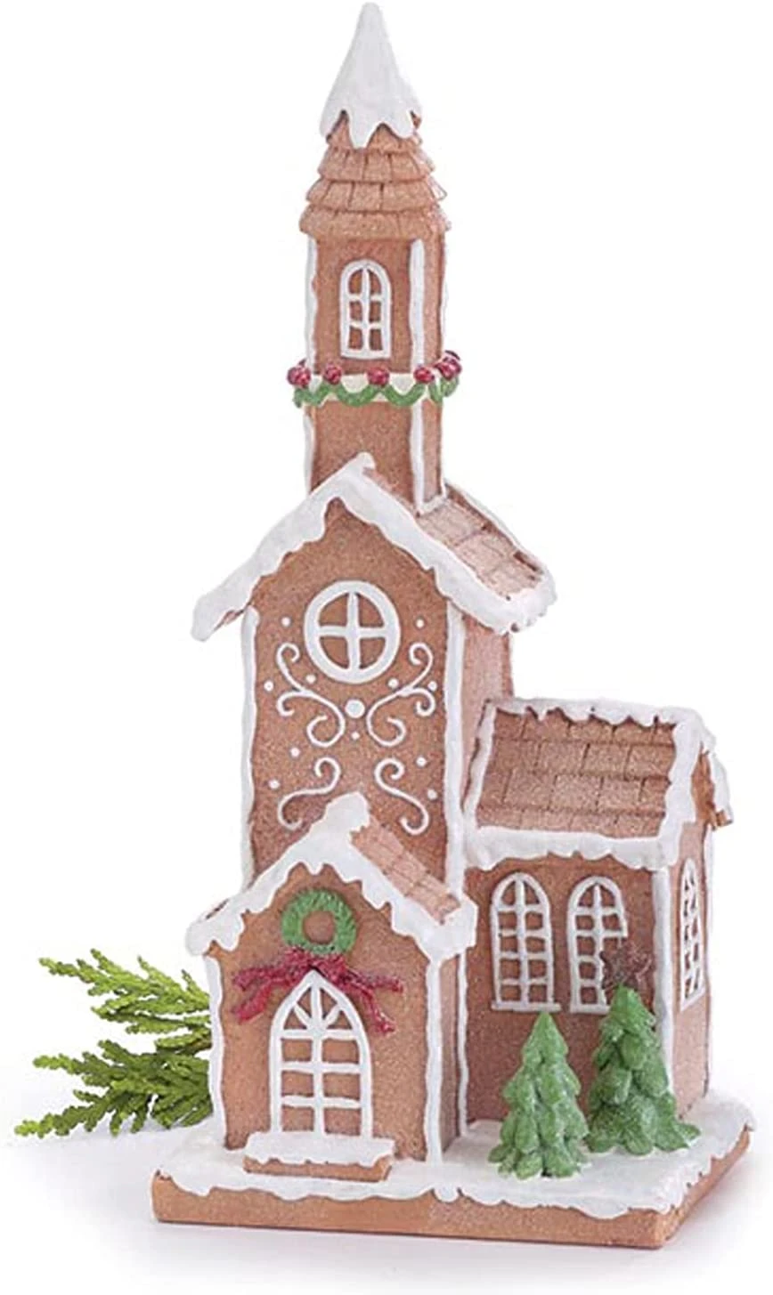 Large 12.5-Inch Decorative Faux Gingerbread Candy Cookie Icing Church House Christmas Decoration - Village Town Festive Xmas Pre-Build Decorated Big Winter Home Kitchen Office Decor 1 Large 12.5-Inch Decorative Faux Gingerbread Candy Cookie Icing Church House Christmas Decoration - Village Town Festive Xmas Pre-Build Decorated Big Winter Home Kitchen Office Decor