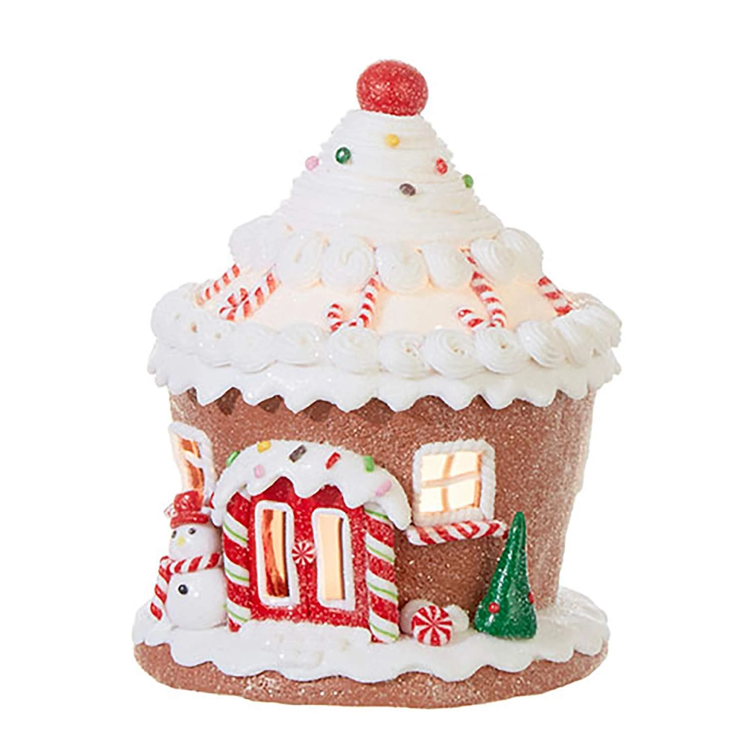 Lighted Christmas Gingerbread Cupcake Houses – Tabletop Christmas Decoration (Snowman) 1 Lighted Christmas Gingerbread Cupcake Houses – Tabletop Christmas Decoration (Snowman)