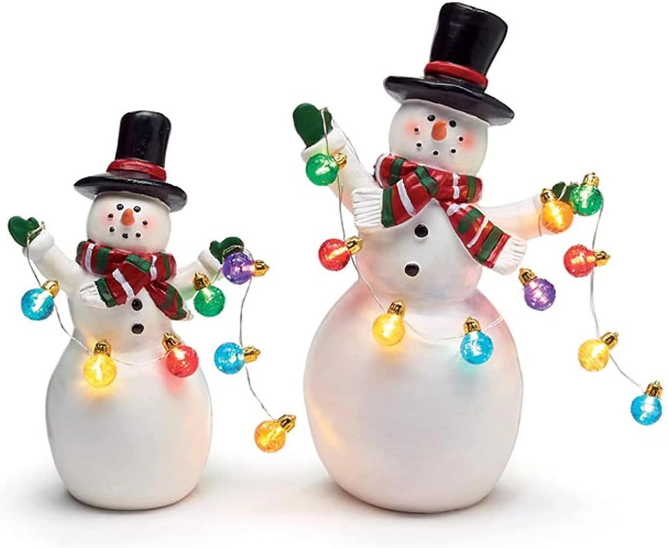 Set Of 2 Small 6-Inch And 8-Inch Light Up LED Cute Decorative Snowman Figurines With Mini Christmas Lights - Collectible Xmas Figure Decorations Indoor Lighted Tabletop Home Decor 1 Set Of 2 Small 6-Inch And 8-Inch Light Up LED Cute Decorative Snowman Figurines With Mini Christmas Lights - Collectible Xmas Figure Decorations Indoor Lighted Tabletop Home Decor