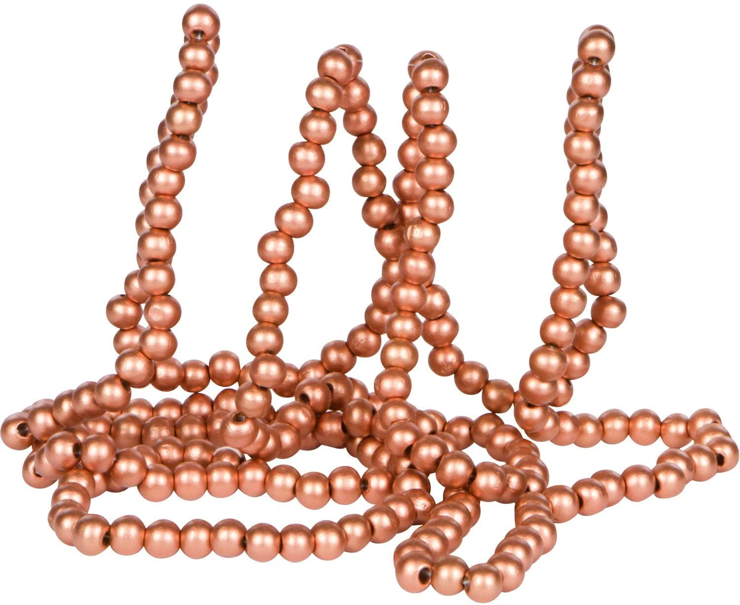 Vintage Style Metallic Rose Gold Wood Bead Garland Christmas Tree Holiday Decoration, 9 Feet 1 Vintage Style Metallic Rose Gold Wood Bead Garland Christmas Tree Holiday Decoration, 9 Feet