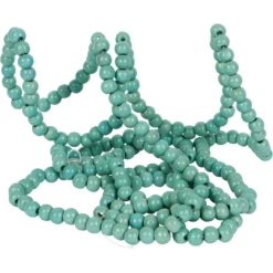 Vintage Style Turquoise Wood Bead Garland Christmas Tree Holiday Decoration, 9 Feet