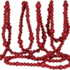 Vintage Style Dark Red Decorative Wood Bead Garland - Farmhouse Christmas Tree Holiday Decoration, 9 Feet