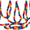 Vintage Style Matte Rainbow Wood Bead Garland Christmas Tree Holiday Decoration, 9 Feet