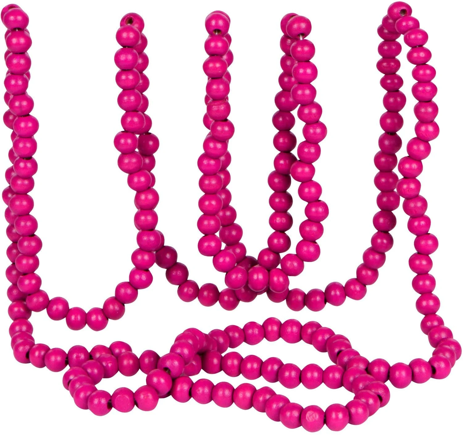 Vintage Style Hot Pink Wood Bead Garland Christmas Tree Holiday Decoration, 9 Feet 1 Vintage Style Hot Pink Wood Bead Garland Christmas Tree Holiday Decoration, 9 Feet