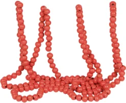 Vintage Style Matte Orange Wood Bead Garland - Christmas Tree Or Fall Holiday Decoration, 9 Feet
