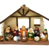 Medium Size Kids Christmas Nativity Scene With Creche, Set Of 12 Figures