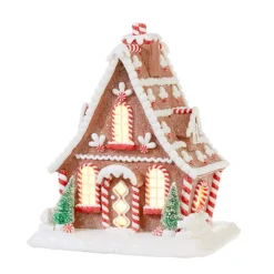 10-Inch Whimsical Lighted Gingerbread House – Tabletop Christmas Decoration