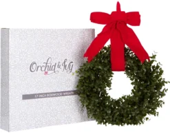 Orchid & Ivy 18-Inch Green Artificial Boxwood Wreath With Red Hanging Ribbon - Outdoor Indoor All-Weather Farmhouse Decor Front Door Wall Hanging Christmas Decoration -Night Christmas Shop 71 2Bi7wTuSSL. AC SL1500