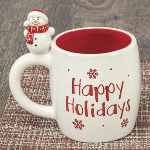 Ceramic Red Decorative Christmas Coffee Mug Tea Cup With Snowman Handle And Happy Holidays Saying - Xmas Tabletop Countertop Decoration - Home And Kitchen Decor Party Tableware 3 Ceramic Red Decorative Christmas Coffee Mug Tea Cup With Snowman Handle And Happy Holidays Saying - Xmas Tabletop Countertop Decoration - Home And Kitchen Decor Party Tableware -Night Christmas Shop 71 x4He15YS. AC SL1500
