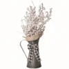 Orchid & Ivy Rustic 18-Inch Faux White Berry Arrangement In Galvanized Metal Pitcher With Black And White Buffalo Plaid Bow