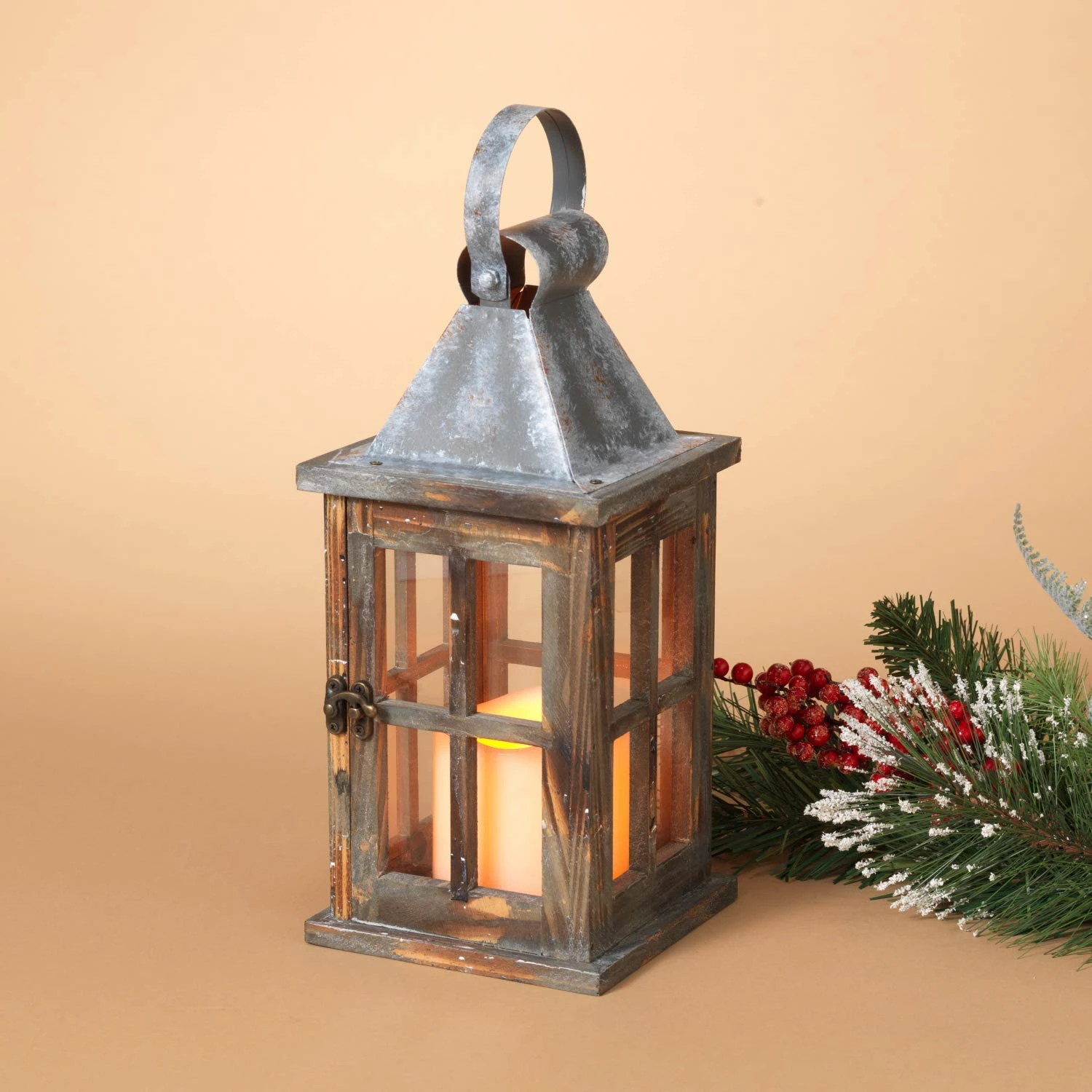 Rustic Pine Wood Lantern With LED Candle And Timer - Tabletop Wedding Or Holiday Decoration 1 Rustic Pine Wood Lantern With LED Candle And Timer - Tabletop Wedding Or Holiday Decoration