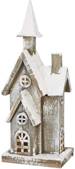 15-Inch Rustic Lighted Wood Christmas House Decoration – Tabletop Decorative Holiday Home Decor With Timer