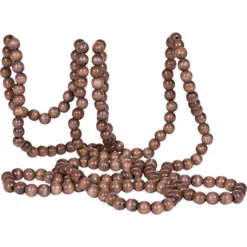 Vintage Rustic Brown Wood Bead Garland Christmas Tree Holiday Decoration, 9 Feet