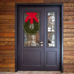 Orchid & Ivy 18-Inch Green Artificial Boxwood Wreath With Red Hanging Ribbon - Outdoor Indoor All-Weather Farmhouse Decor Front Door Wall Hanging Christmas Decoration -Night Christmas Shop 81KPjpceQBL. AC SL1500