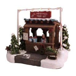 Night Christmas Shop 14 LED Lighted Snowy Christmas Tree Lot Holiday Decorations