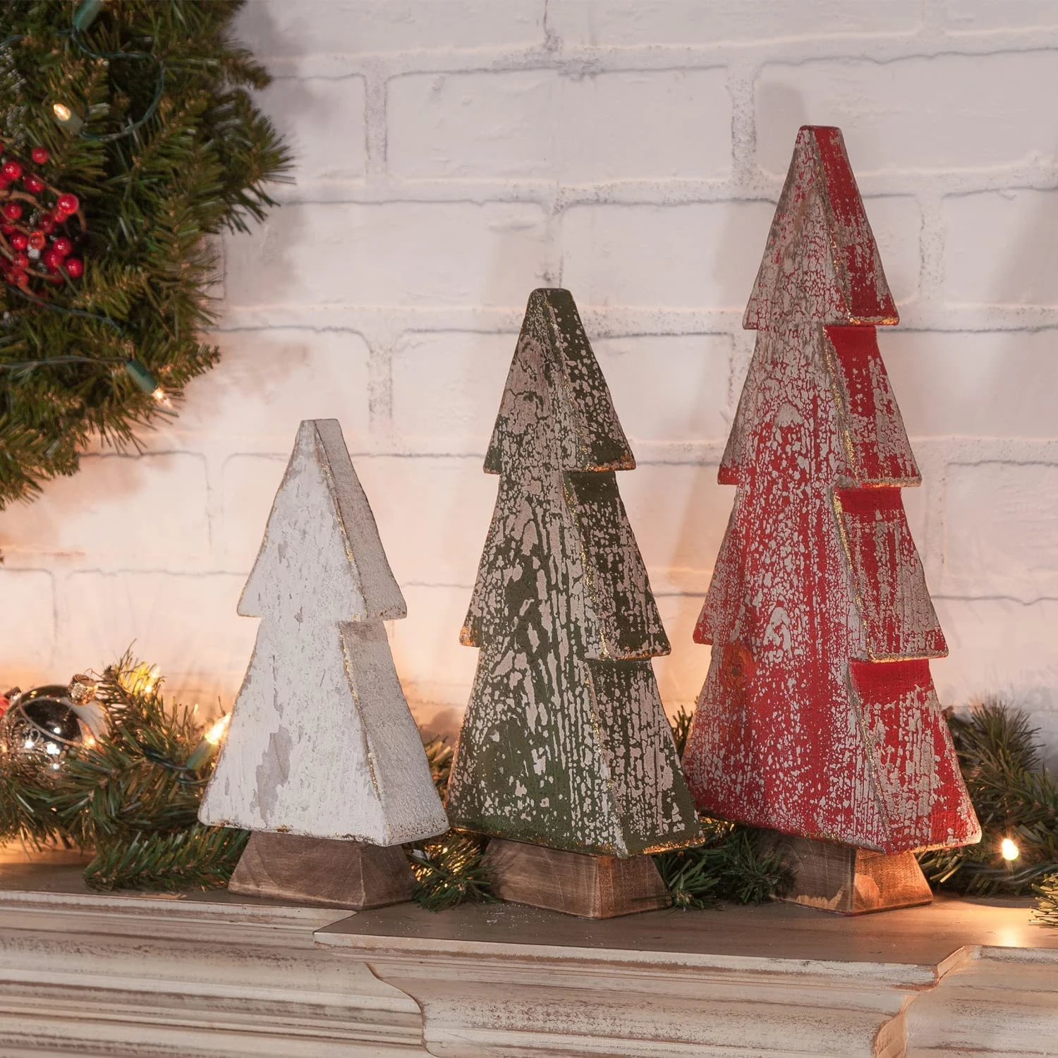 14-inch Set Of 3 Rustic Wooden Tabletop Christmas Pine Tree Figurines W/ Distressed Finish – Decorative Wood Cut Table Mantel Shelf Decoration – Small Farmhouse Winter Xmas Home Decor 1 14-inch Set Of 3 Rustic Wooden Tabletop Christmas Pine Tree Figurines W/ Distressed Finish – Decorative Wood Cut Table Mantel Shelf Decoration – Small Farmhouse Winter Xmas Home Decor