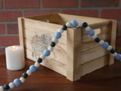 9-Foot Vintage Rustic Navy, Blue And White Wood Bead Garland Christmas Tree Decoration -Night Christmas Shop BlueWhiteNavyGarlandonCrate