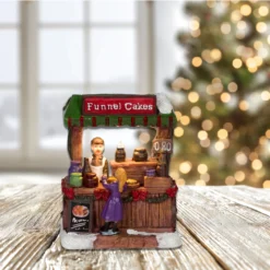 Miniature LED Light-Up Christmas Shops Holiday Decorations (Funnel Cakes) -Night Christmas Shop FunnelCakesOnBkgd