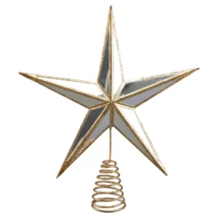 Antique Gold Or Silver Mirrored Star Christmas Tree Topper - Tree Ornament Holiday Decoration