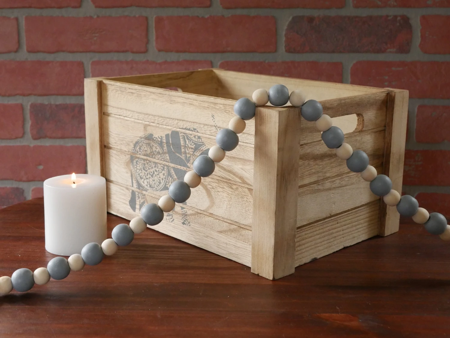 9-Foot Vintage Rustic Gray And Natural Unfinished Wood Bead Garland Christmas Tree Decoration 2 9-Foot Vintage Rustic Gray And Natural Unfinished Wood Bead Garland Christmas Tree Decoration - Image 2