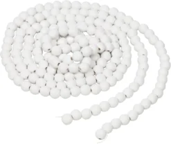 9-Foot Long Rustic Matte White Wood Bead Garland Christmas Tree Decoration