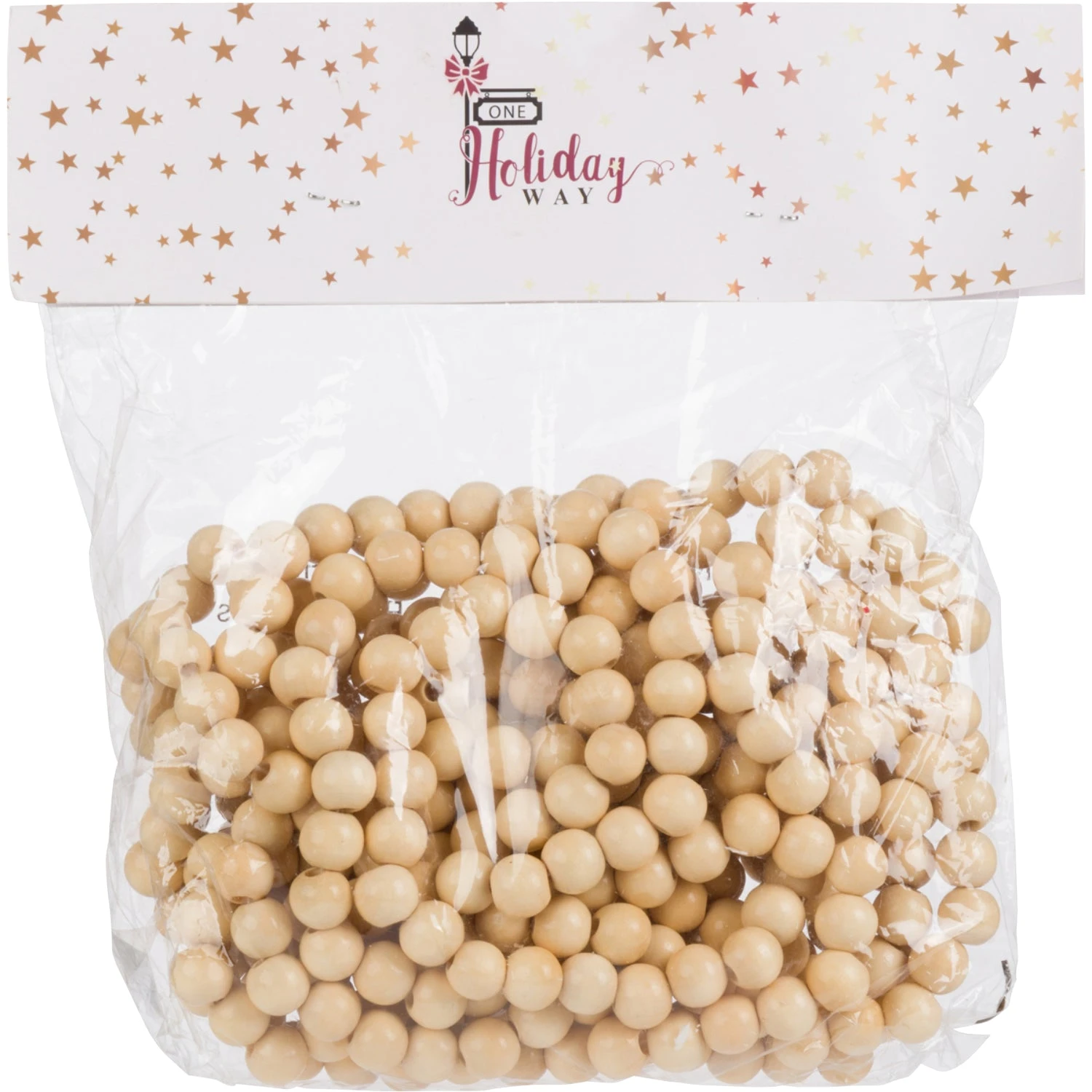 18-Foot Extra Long Rustic Natural Beige Wood Bead Garland Christmas Tree Decoration 2 18-Foot Extra Long Rustic Natural Beige Wood Bead Garland Christmas Tree Decoration - Image 2