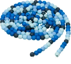 9-Foot Rustic Vintage Dark Navy Sky Light Blue Matte Wood Bead Garland Christmas Tree Decoration