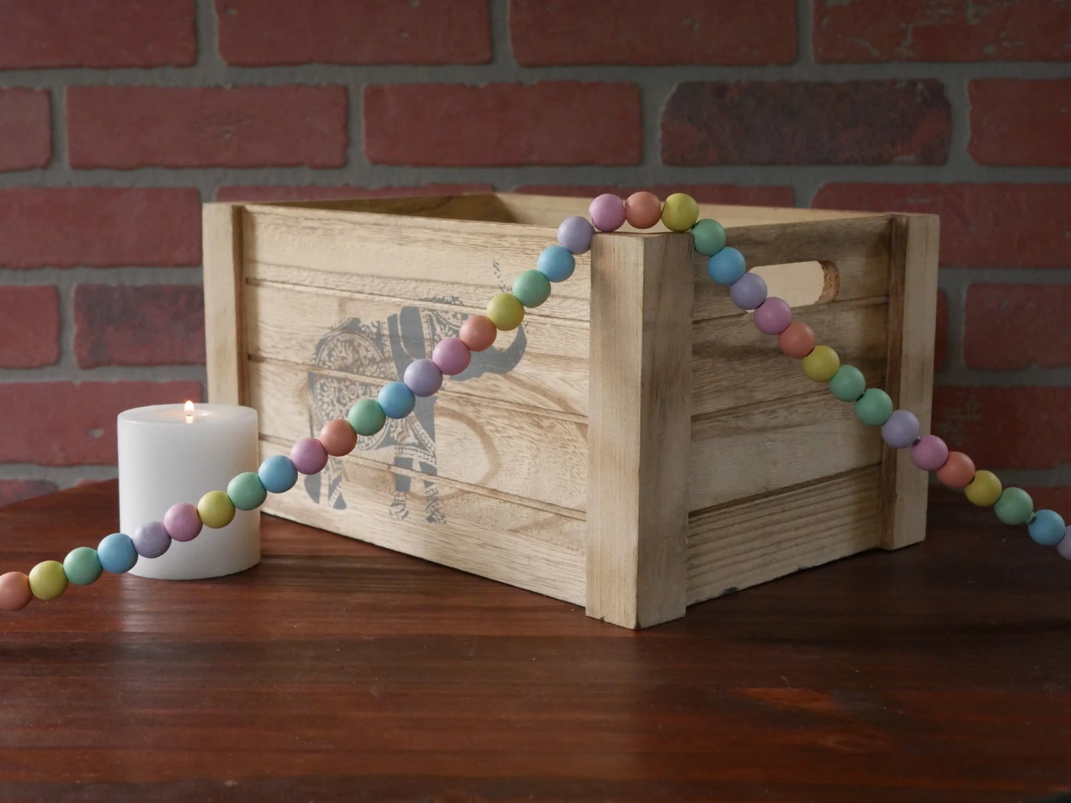 9-Foot Vintage Rustic Pastel Rainbow Easter Spring Matte Wood Bead Garland Christmas Tree Decoration 5 9-Foot Vintage Rustic Pastel Rainbow Easter Spring Matte Wood Bead Garland Christmas Tree Decoration - Image 5