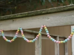 9-Foot Vintage Rustic Pastel Rainbow Easter Spring Matte Wood Bead Garland Christmas Tree Decoration 9 9-Foot Vintage Rustic Pastel Rainbow Easter Spring Matte Wood Bead Garland Christmas Tree Decoration -Night Christmas Shop PastelRainbowonRailingCU