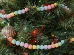 9-Foot Vintage Rustic Pastel Rainbow Easter Spring Matte Wood Bead Garland Christmas Tree Decoration 8 9-Foot Vintage Rustic Pastel Rainbow Easter Spring Matte Wood Bead Garland Christmas Tree Decoration -Night Christmas Shop PastelRainbowonTreeMS