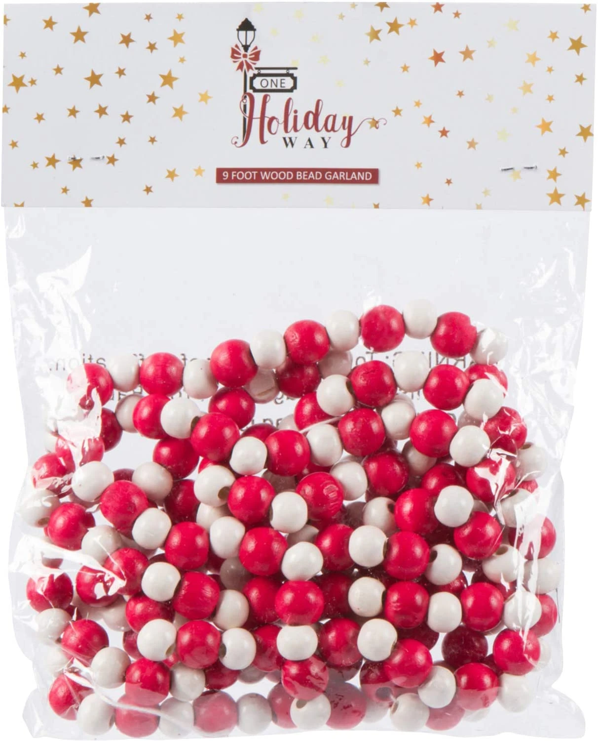 Vintage Style Red And White Wood Bead Garland Christmas Tree Holiday Decoration, 9 Feet 2 Vintage Style Red And White Wood Bead Garland Christmas Tree Holiday Decoration, 9 Feet - Image 2