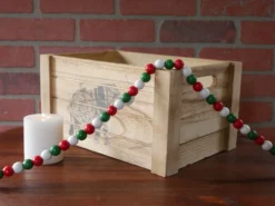 9-Foot Rustic Bright Red, White And Green Wood Bead Garland Christmas Tree Decoration -Night Christmas Shop RedWhiteGreenonCratewithCandle