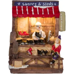Miniature LED Light-Up Christmas Shops Holiday Decorations (Skates & Sleds)