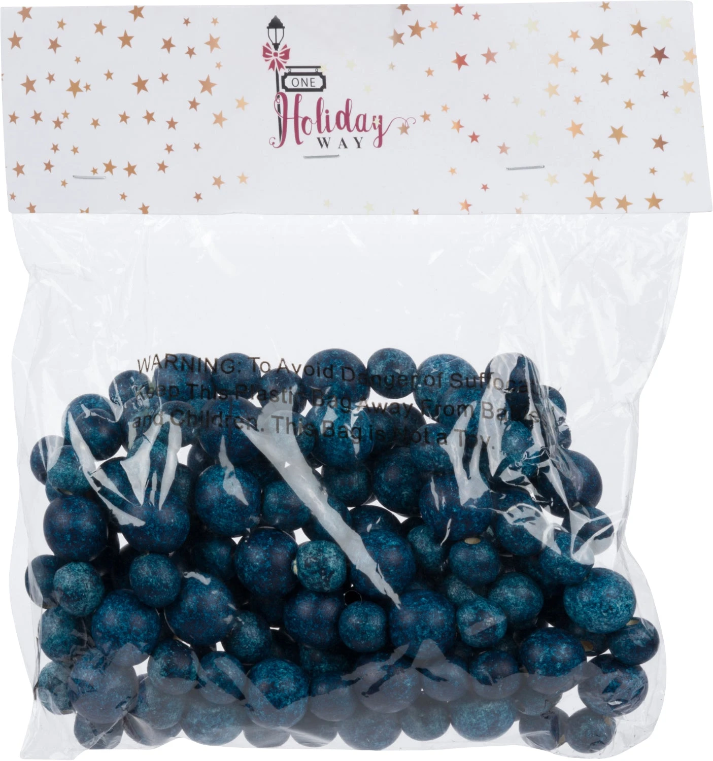 9-Foot Vintage Rustic Stained Dark Navy Blue Matte Wood Bead Garland Christmas Tree Decoration 6 9-Foot Vintage Rustic Stained Dark Navy Blue Matte Wood Bead Garland Christmas Tree Decoration - Image 6