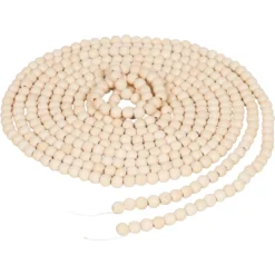 18-Foot Extra Long Rustic Unfinished Wood Bead Garland Christmas Tree Decoration