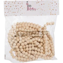 18-Foot Extra Long Rustic Unfinished Wood Bead Garland Christmas Tree Decoration 5 18-Foot Extra Long Rustic Unfinished Wood Bead Garland Christmas Tree Decoration -Night Christmas Shop UnfinishedGarlandLonginBag