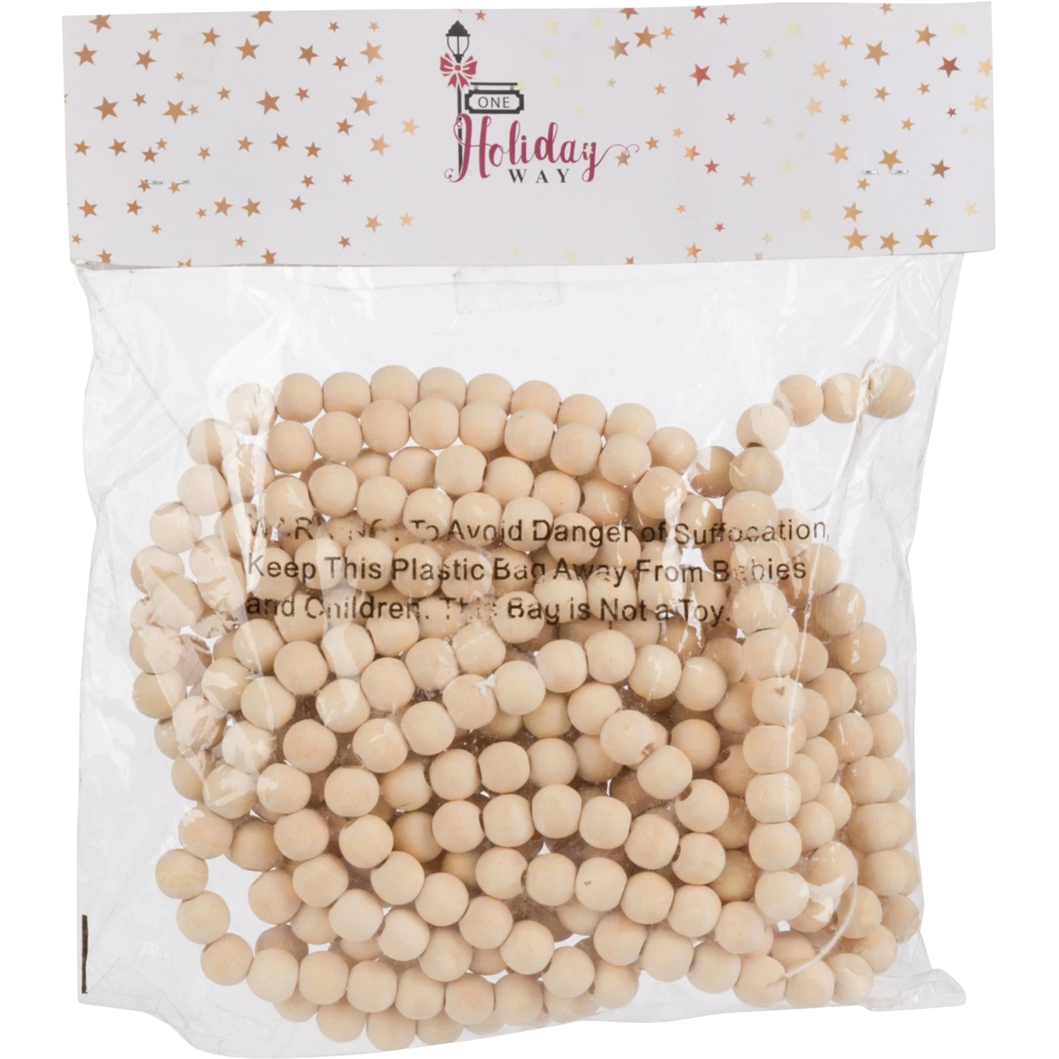 18-Foot Extra Long Rustic Unfinished Wood Bead Garland Christmas Tree Decoration 3 18-Foot Extra Long Rustic Unfinished Wood Bead Garland Christmas Tree Decoration - Image 3