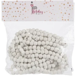 18-Foot Extra Long Rustic Matte White Wood Bead Garland Christmas Tree Decoration -Night Christmas Shop WhiteWoodBeadGarlandLonginBag